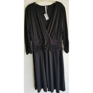 NY Collection Black V-Neck Stretch  Women's Plus Size  Black Dress 2X New